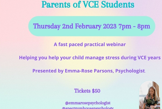 Webinar: Stress Management for parents of VCE students